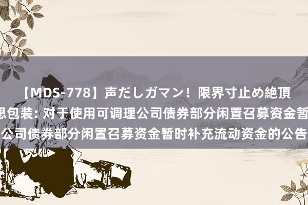 【MDS-778】声だしガマン!限界寸止め絶頂セックス 未来 嘉好意思包装: 对于使用可调理公司债券部分闲置召募资金暂时补充流动资金的公告