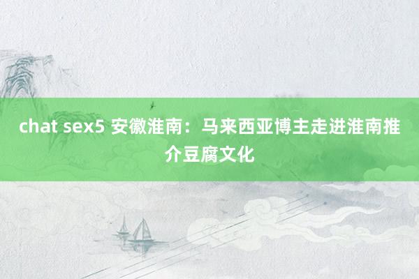 chat sex5 安徽淮南：马来西亚博主走进淮南推介豆腐文化