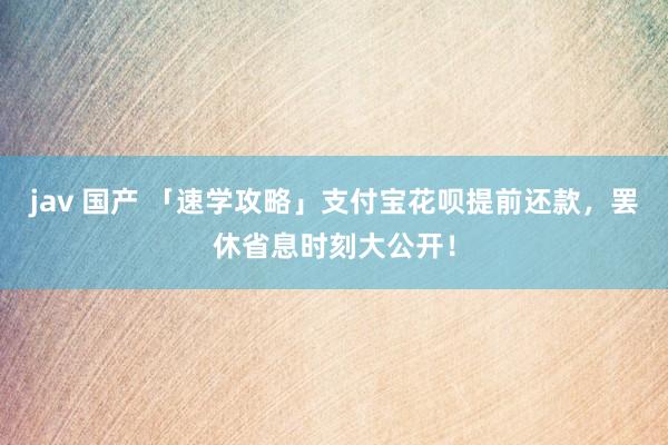 jav 国产 「速学攻略」支付宝花呗提前还款，罢休省息时刻大公开！
