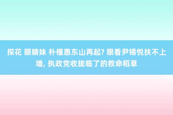 探花 眼睛妹 朴槿惠东山再起? 眼看尹锡悦扶不上墙, 执政党收拢临了的救命稻草