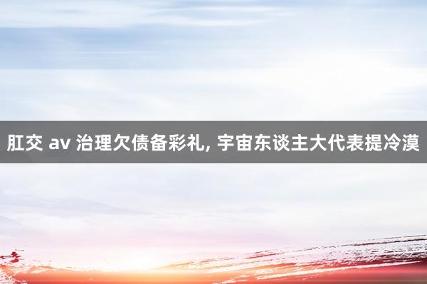 肛交 av 治理欠债备彩礼, 宇宙东谈主大代表提冷漠