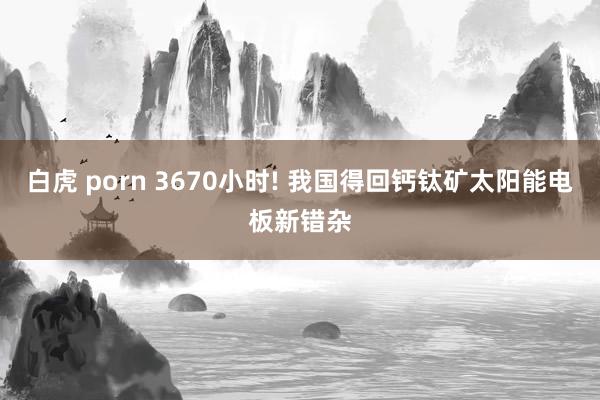 白虎 porn 3670小时! 我国得回钙钛矿太阳能电板新错杂