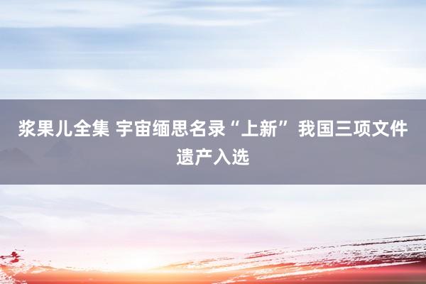 浆果儿全集 宇宙缅思名录“上新” 我国三项文件遗产入选