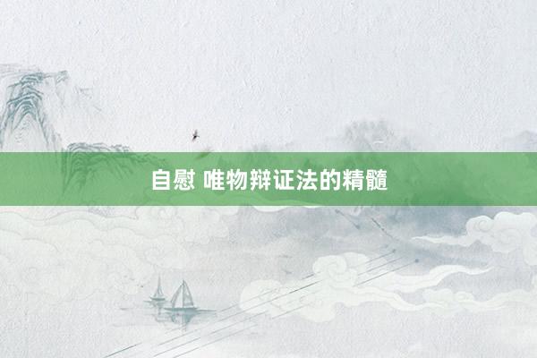 自慰 唯物辩证法的精髓
