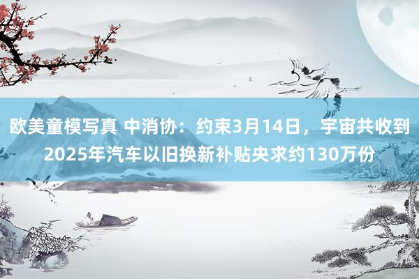 欧美童模写真 中消协：约束3月14日，宇宙共收到2025年汽车以旧换新补贴央求约130万份
