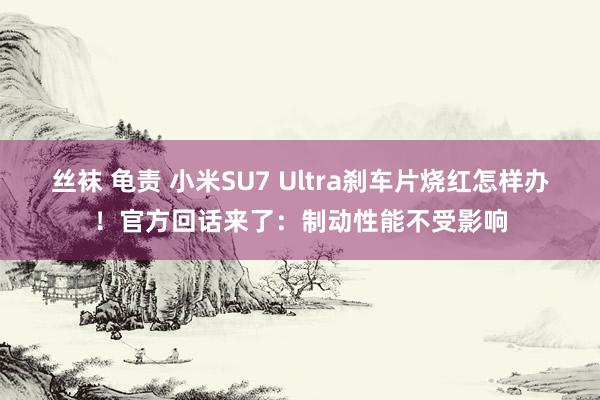 丝袜 龟责 小米SU7 Ultra刹车片烧红怎样办！官方回话来了：制动性能不受影响